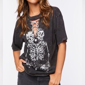 Skeleton Graphic Cutout Tee